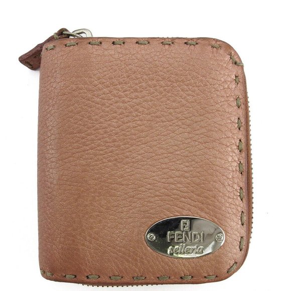 Authentic FENDI two-fold wallet Sereria pink leather - Picture 1 of 9
